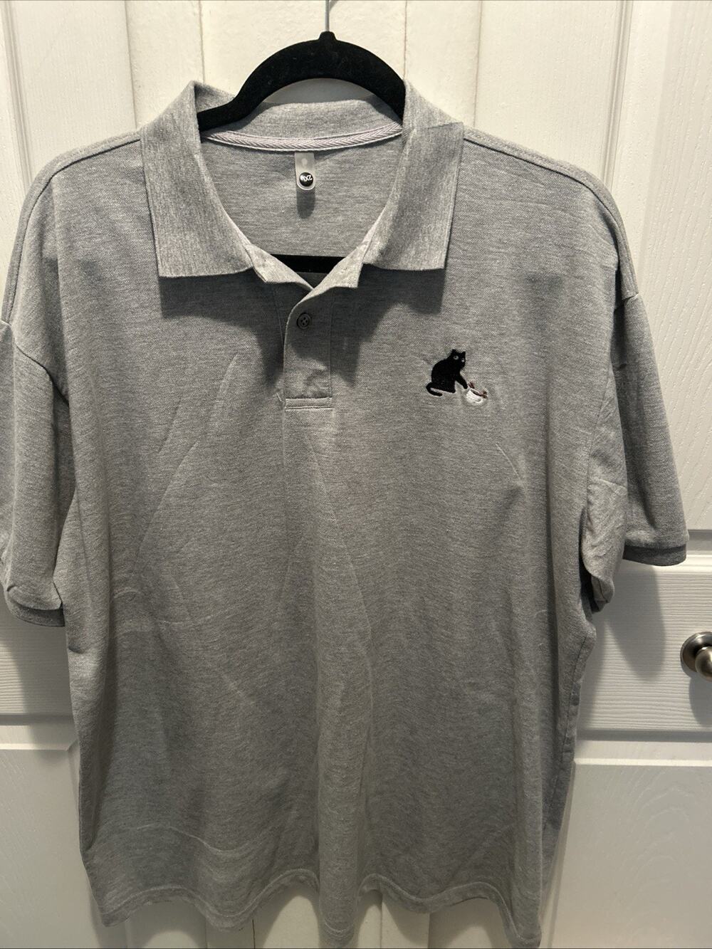 Men’s Playful Cat-Themed Sport Polo Shirt for Cat Lovers, Casual Wear 2XL